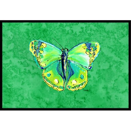 Carolines Treasures Butterfly Green on Green Indoor Or Outdoor Doormat - 18 x 27 in. CA66418